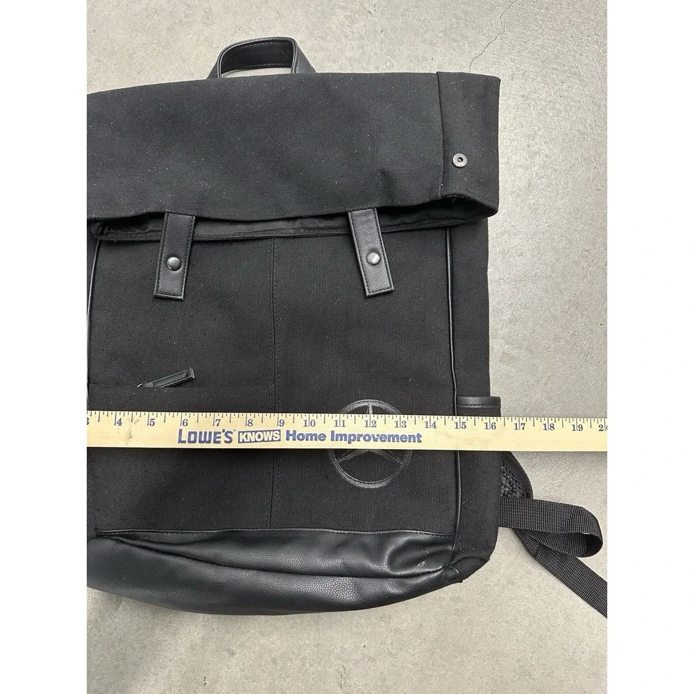 Mercedes-Benz Black Roll Top Backpack Canvas Laptop Travel Bag Unisex Car Logo
